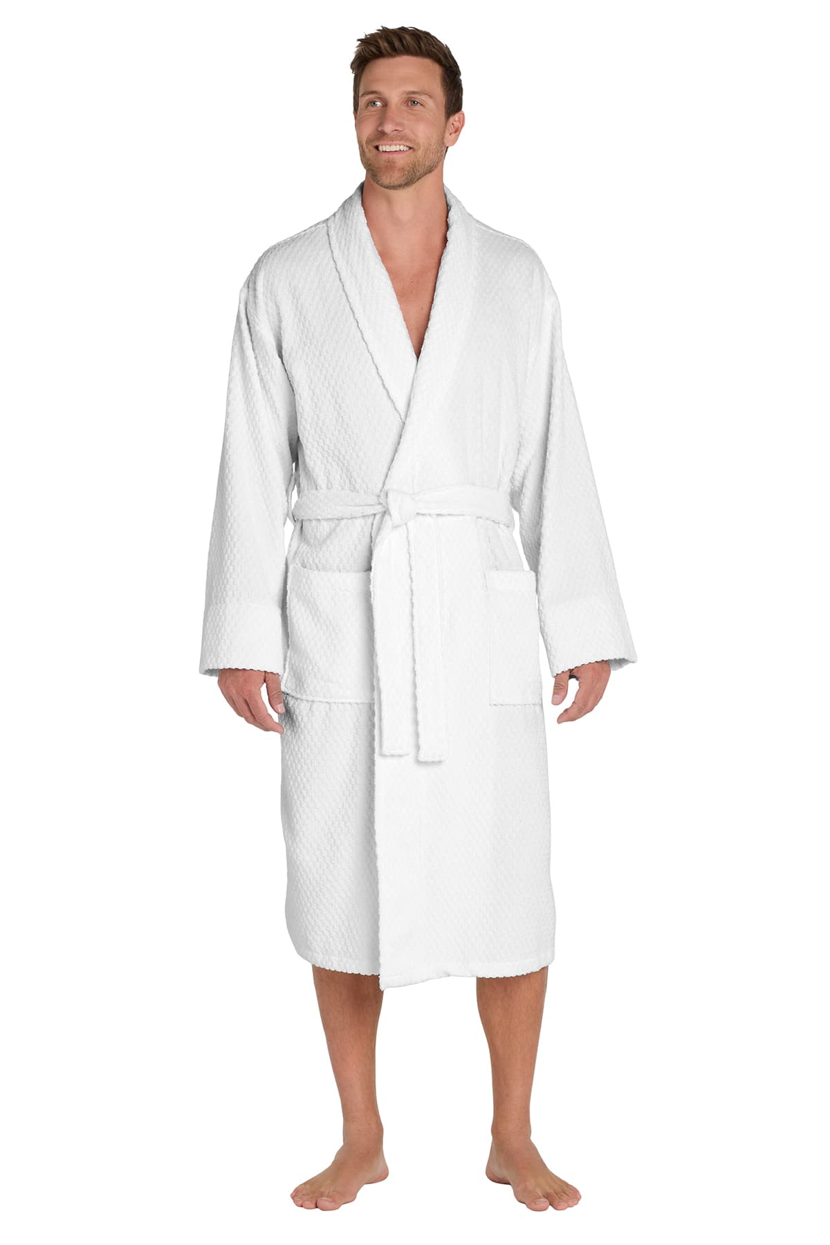 R103 Port Authority Checkered Terry Shawl Collar Robe. R103